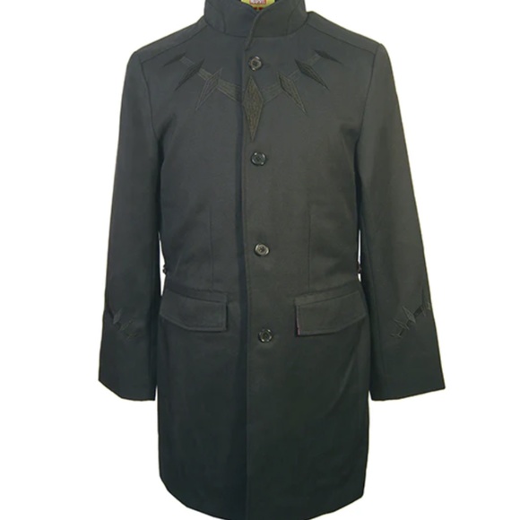 Black Panther T'Challa Wakanda Marvel Costume Inspired Long Car Coat Jacket New - Picture 2 of 7